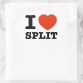 I Liebe Spilt Ovaler Aufkleber (Tasche)
