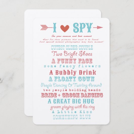 I Liebe Spion Foto Hunt Game (Vorne/Hinten)