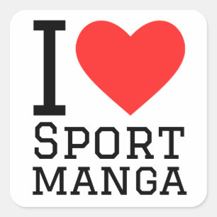 I Liebe Sport Manga Quadratischer Aufkleber