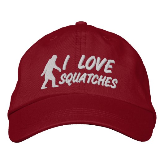 I Liebe Squatches Bestickte Baseballkappe (Vorderseite)