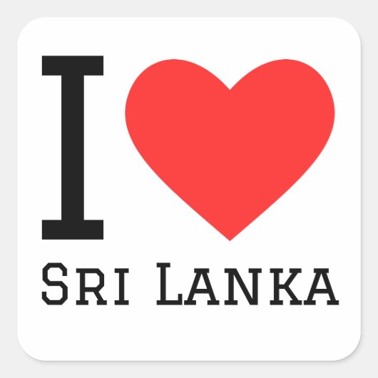 I Liebe Sri Lanka Quadratischer Aufkleber (Vorderseite)