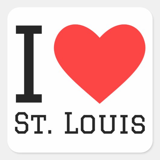 I Liebe st. Louis Quadratischer Aufkleber (Vorderseite)