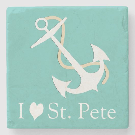 I Liebe St. Pete Nautical Steinuntersetzer (Vorderseite)