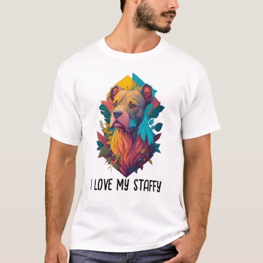 I Liebe Staffy - Staffordshire Bull Terrier Lover T-Shirt (Vorderseite)
