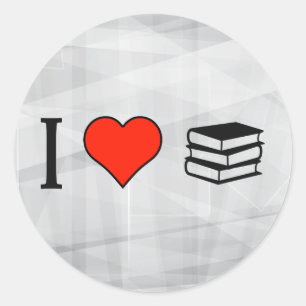 I Liebe-Stapel Bücher Runder Aufkleber
