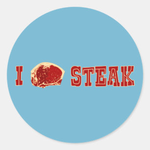 I Liebe Steak Runder Aufkleber
