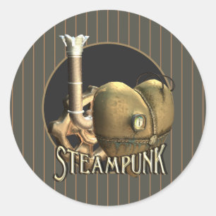 I Liebe Steampunk Messing-Herz Runder Aufkleber
