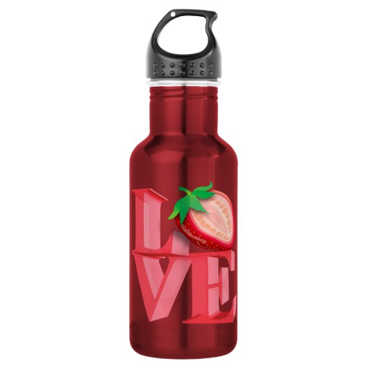I LIEBE STRAWBERRY EDELSTAHLFLASCHE (Vorderseite)