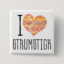 I Liebe Strumstick Orange Mandala Herz Button
