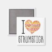 I Liebe Strumstick Orange Mandala Herz Magnet (Vorderseite/Rückseite)