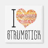 I Liebe Strumstick Orange Mandala Herz Magnet (Vorne)