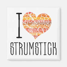 I Liebe Strumstick Orange Mandala Herz Magnet
