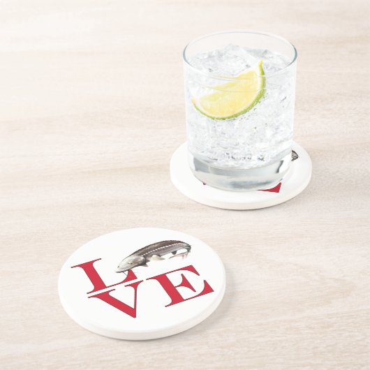 I Liebe Sturgeon Getränkeuntersetzer (Seite)