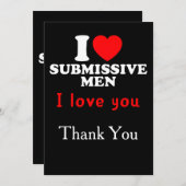 I Liebe Submissive Men-Funny Bold Statement T-Shir Dankeskarte (Vorne/Hinten)