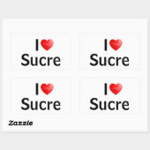 I Liebe Sucre Rechteckiger Aufkleber (Blatt)