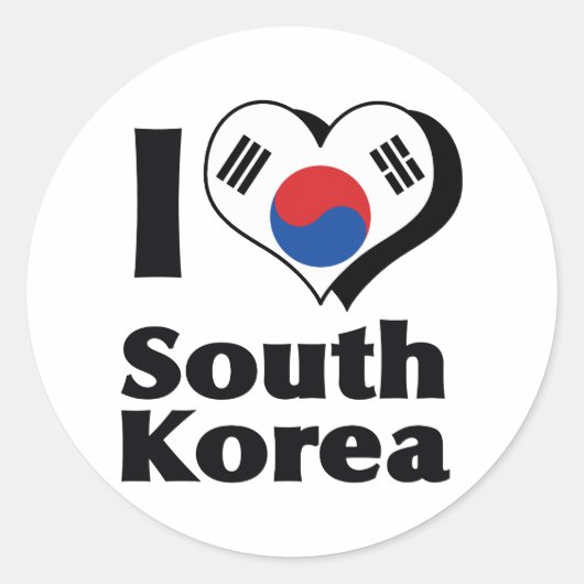 I Liebe Südkoreas Flagge Runder Aufkleber (Vorderseite)