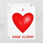 I Liebe Sugar Gliders Postkarte (Vorne/Hinten)