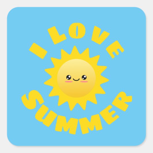 I Liebe Summer Quadratischer Aufkleber (Vorderseite)