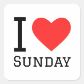 I Liebe Sunday Square Sticker (Vorderseite)