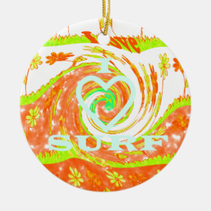 I Liebe Surf: Schönes Blumengestein mit Cooler Tex Keramik Ornament