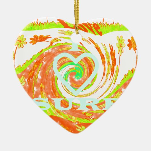 I Liebe Surf: Schönes Blumengestein mit Cooler Tex Keramikornament (Vorne)