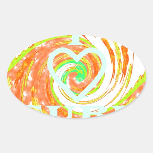 I Liebe Surf: Schönes Blumengestein mit Cooler Tex Ovaler Aufkleber (Vorderseite)