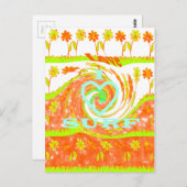 I Liebe Surf: Schönes Blumengestein mit Cooler Tex Postkarte (Vorne/Hinten)