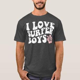 I Liebe Surfer Boys Hibisken Hawaii Blume Retro T-Shirt