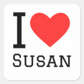 I Liebe Susan Quadratischer Aufkleber (Vorderseite)