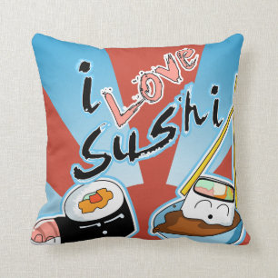 I Liebe-Sushi-Cartoon-Sushi Kissen