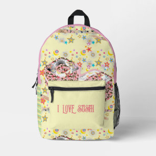 I Liebe Sushi Japanischer Tote Tag Bedruckter Rucksack