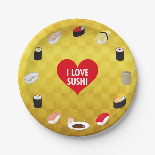 I LIEBE SUSHI PAPPTELLER (Vorderseite)