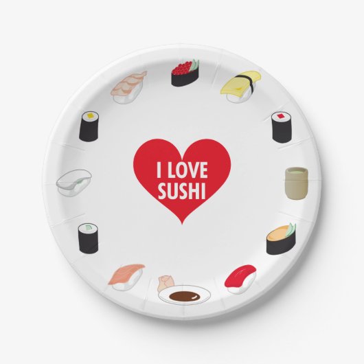 I LIEBE SUSHI PAPPTELLER (Vorderseite)