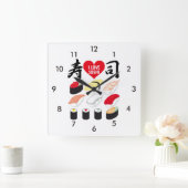 I Liebe Sushi Quadratische Wanduhr (Zuhause)