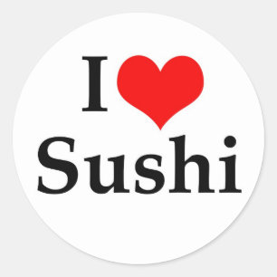 I Liebe Sushi Runder Aufkleber