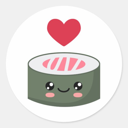 I Liebe Sushi Runder Aufkleber (Vorderseite)