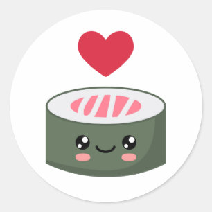 I Liebe Sushi Runder Aufkleber