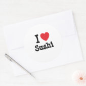 I Liebe Sushi T - Shirt Runder Aufkleber (Umschlag)