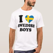 I Liebe Swedish Boys Fun Sweden Flag Herzdesign T-Shirt (Vorderseite)