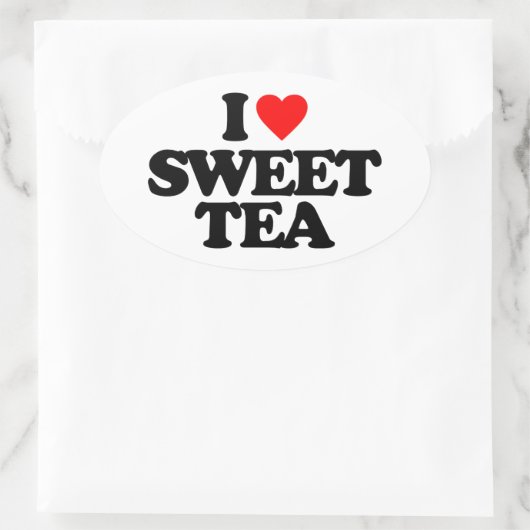 I LIEBE SWEET TEA OVALER AUFKLEBER (Tasche)