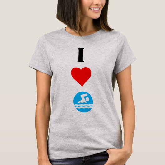 I Liebe Swim / I Heart Swim Niedlich Ladys T - Shi T-Shirt (Vorderseite)