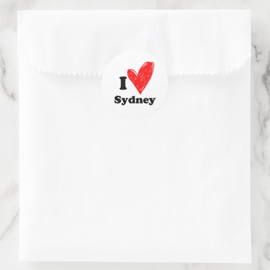 I Liebe Sydney Runder Aufkleber (Tasche)