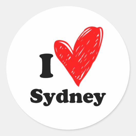 I Liebe Sydney Runder Aufkleber (Vorderseite)