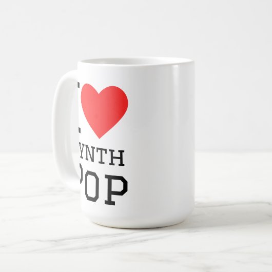 I Liebe Synth Pop Quadratzoll Kaffeetasse (Vorderseite Links)