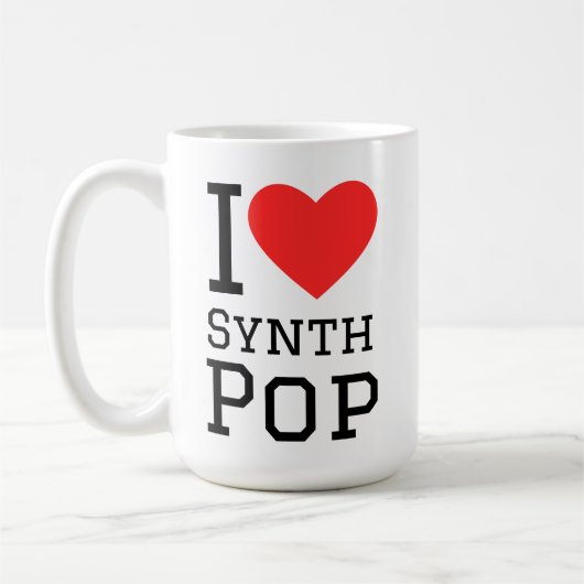 I Liebe Synth Pop Quadratzoll Kaffeetasse (Links)