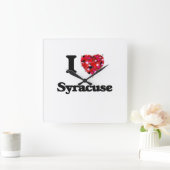 I Liebe Syrakus New York Quadratische Wanduhr (Zuhause)