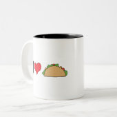 I Liebe Taco Clip Art Mexican Doodles Cartoon Taco Zweifarbige Tasse (Vorderseite Links)