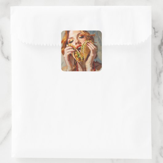 I Liebe Tacos Quadratischer Aufkleber (Tasche)