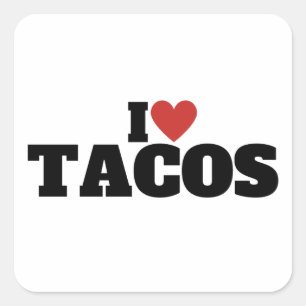 I Liebe Tacos Quadratischer Aufkleber