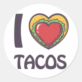 I Liebe Tacos Runder Aufkleber